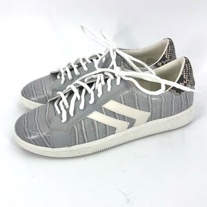 Dolce Vita Neo Sneakers Womens 7.5 Croc Snake Reptile Glitter Heel Shoes Skater